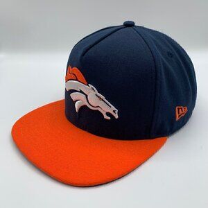 Denver Broncos NFL Navy Blue Orange New Era A-Frame Snapback Hat Mens M/L